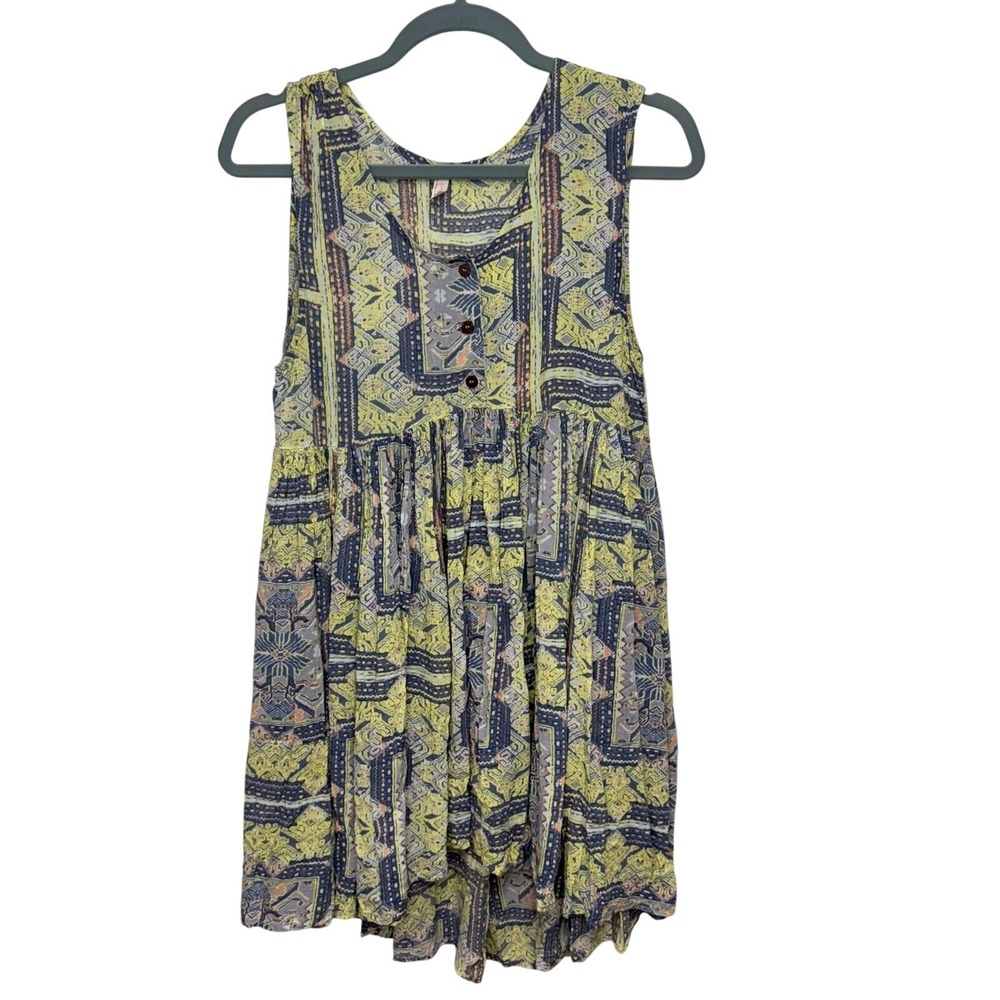 Free People Women's‎ Take Me To Thailand Dress Sleeveless Babydoll Green Blue XS